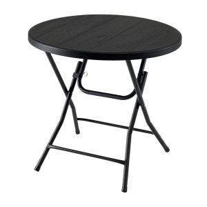 ΤΡΑΠΕΖΙ ΠΤΥΣΣΟΜΕΝΟ ΠΛΑΣΤΙΚΟ ΜΑΥΡΟ ΣΕ ΟΨΗ ΞΥΛΟΥ ΜΕ ΜΕΤΑΛΛΙΚΑ ΠΟΔΙΑ 80x74εκ. ANKOR