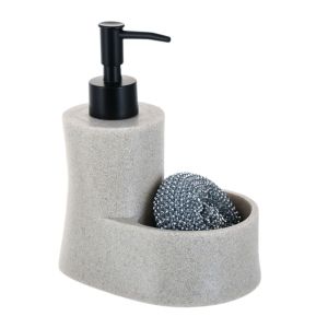 DISPENSER ΚΟΥΖΙΝΑΣ ΠΟΛΥΕΣΤΕΡΙΚΟ ΜΕ ΘΗΚΗ ΓΙΑ ΣΦΟΥΓΓΑΡΙ ΜΑΥΡΟ ΜΕ ΟΨΗ ΠΕΤΡΑΣ 14,5x10x17,5εκ.ANKOR