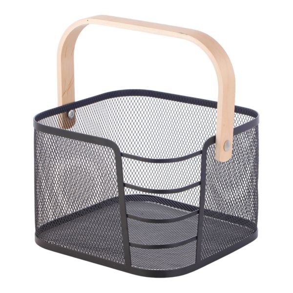 ΦΡΟΥΤΙΕΡΑ ΜΕΤΑΛΛΙΚΗ ΣΕ ΜΑΥΡΟ ΜΑΤ ΧΡΩΜΑ ΜΕ ΞΥΛΙΝΗ ΛΑΒΗ 24x23,5x16,1εκ.ANKOR