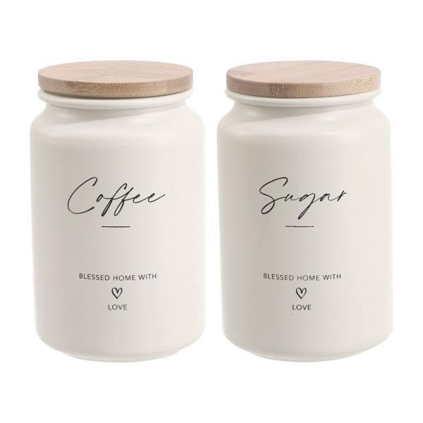 ΣΕΤ 2 ΜΕΤΑΛΛΙΚΑ ΒΑΖΑ ΜΠΕΖ ΜΕ ΜΠΑΜΠΟΥ ΚΑΠΑΚΙ Coffee Sugar 9,5x15,2εκ. ANKOR