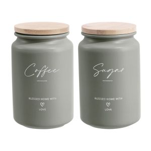 ΣΕΤ 2 ΜΕΤΑΛΛΙΚΑ ΒΑΖΑ ΛΑΔΙ ΜΕ ΜΠΑΜΠΟΥ ΚΑΠΑΚΙ Coffee Sugar 9,5x15,2εκ. ANKOR