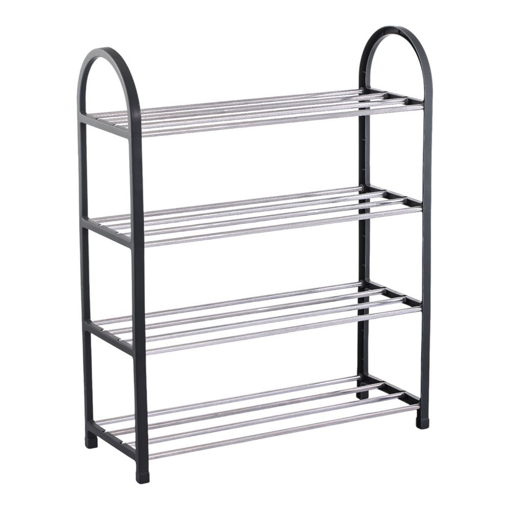 ΠΑΠΟΥΤΣΟΘΗΚΗ ΜΕ ΤΕΣΣΕΡΑ ΡΑΦΙΑ ΠΛΑΣΤΙΚΟ ΜΑΥΡΟ ΣΚΕΛΕΤΟ ΚΑΙ ΜΕΤΑΛΛΙΚΕΣ ΡΑΒΔΟΥΣ 50x18,5x65εκ. ANKOR