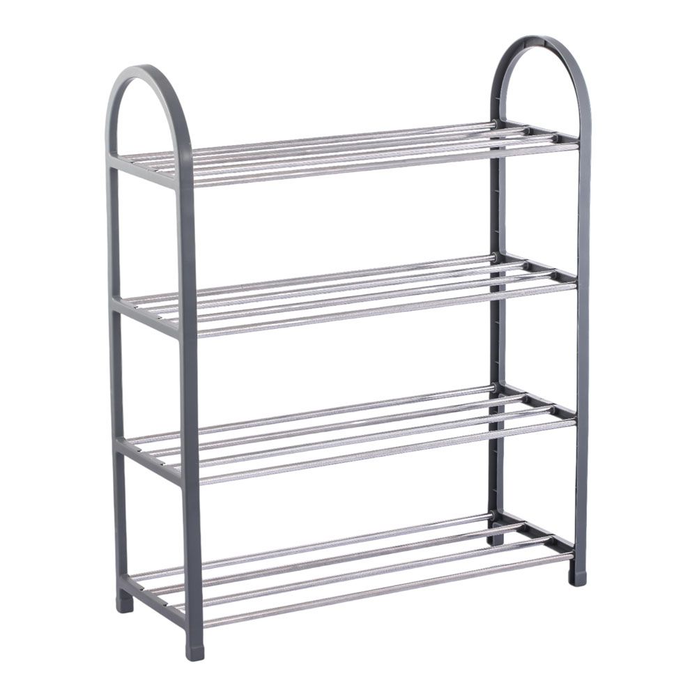 ΠΑΠΟΥΤΣΟΘΗΚΗ ΜΕ ΤΕΣΣΕΡΑ ΡΑΦΙΑ ΠΛΑΣΤΙΚΟ ΓΚΡΙ ΣΚΕΛΕΤΟ ΚΑΙ ΜΕΤΑΛΛΙΚΕΣ ΡΑΒΔΟΥΣ 50x18,5x65εκ. ANKOR