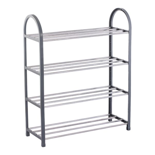 ΠΑΠΟΥΤΣΟΘΗΚΗ ΜΕ ΤΕΣΣΕΡΑ ΡΑΦΙΑ ΠΛΑΣΤΙΚΟ ΓΚΡΙ ΣΚΕΛΕΤΟ ΚΑΙ ΜΕΤΑΛΛΙΚΕΣ ΡΑΒΔΟΥΣ 50x18,5x65εκ. ANKOR