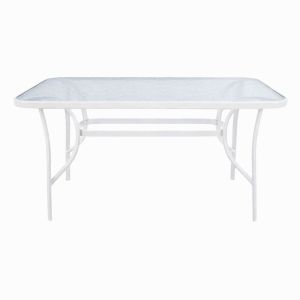 ΤΡΑΠΕΖΙ ΜΕ ΛΕΥΚΟ ΜΑΤ ΜΕΤΑΛΛΙΚΟ ΣΚΕΛΕΤΟ ΚΑΙ ΓΥΑΛΙΝΗ ΕΠΙΦΑΝΕΙΑ 140x80x70εκ. ANKOR