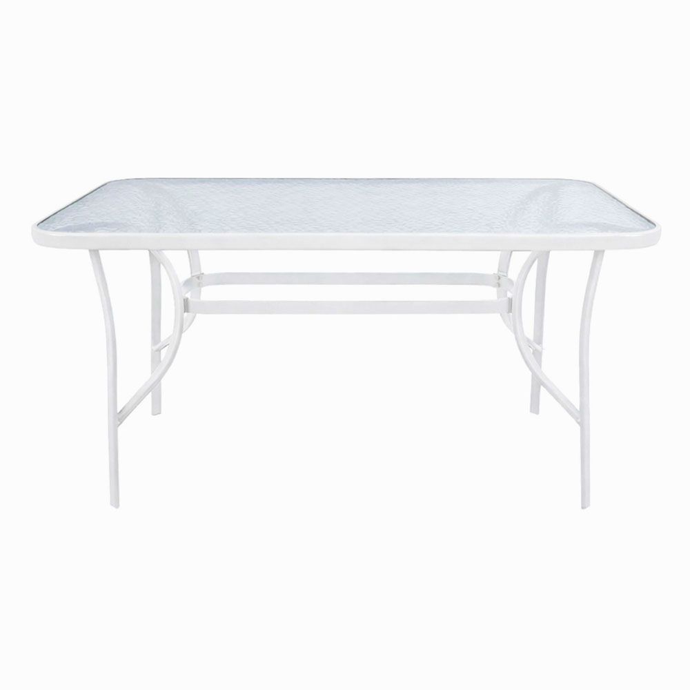 ΤΡΑΠΕΖΙ ΜΕ ΛΕΥΚΟ ΜΑΤ ΜΕΤΑΛΛΙΚΟ ΣΚΕΛΕΤΟ ΚΑΙ ΓΥΑΛΙΝΗ ΕΠΙΦΑΝΕΙΑ 140x80x70εκ. ANKOR