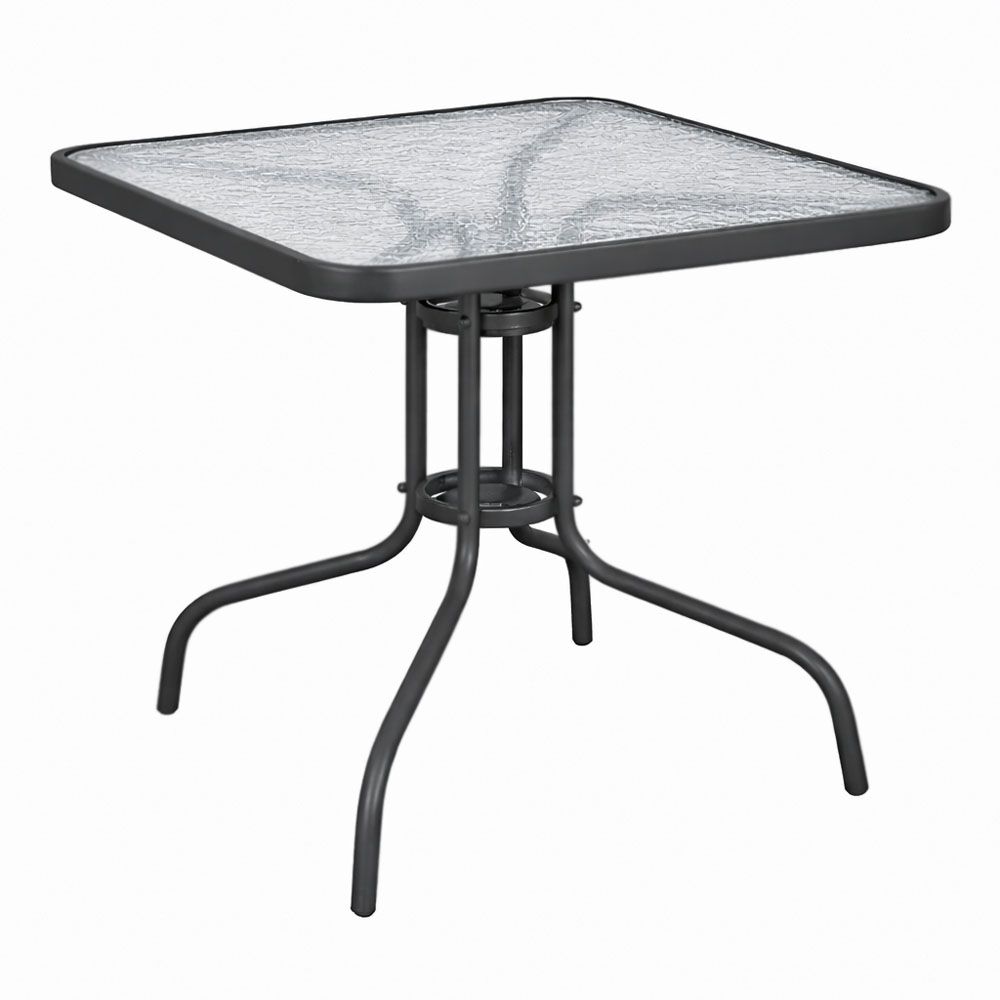 ΤΡΑΠΕΖΙ ΤΕΤΡΑΓΩΝΟ ΜΕ ΑΝΘΡΑΚΙ ΜΑΤ ΜΕΤΑΛΛΙΚΟ ΣΚΕΛΕΤΟ ΚΑΙ ΓΥΑΛΙΝΗ ΕΠΙΦΑΝΕΙΑ 80x80x70εκ. ANKOR