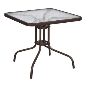 ΤΡΑΠΕΖΙ ΤΕΤΡΑΓΩΝΟ ΜΕ ΚΑΦΕ ΜΑΤ ΜΕΤΑΛΛΙΚΟ ΣΚΕΛΕΤΟ ΚΑΙ ΓΥΑΛΙΝΗ ΕΠΙΦΑΝΕΙΑ 80x80x70εκ. ANKOR