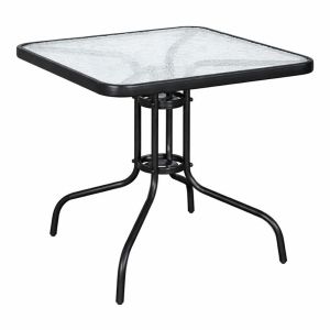 ΤΡΑΠΕΖΙ ΤΕΤΡΑΓΩΝΟ ΜΕ ΜΑΥΡΟ ΜΑΤ ΜΕΤΑΛΛΙΚΟ ΣΚΕΛΕΤΟ ΚΑΙ ΓΥΑΛΙΝΗ ΕΠΙΦΑΝΕΙΑ 80x80x70εκ. ANKOR