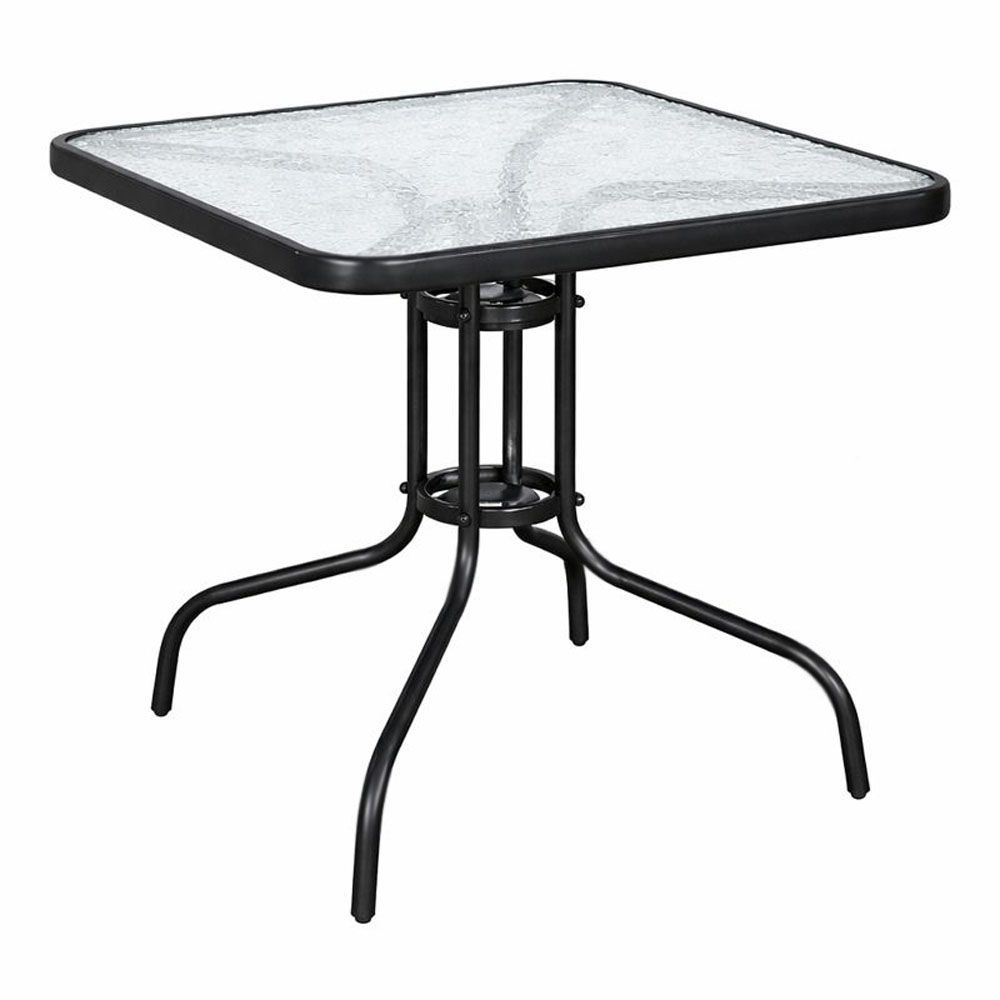 ΤΡΑΠΕΖΙ ΤΕΤΡΑΓΩΝΟ ΜΕ ΜΑΥΡΟ ΜΑΤ ΜΕΤΑΛΛΙΚΟ ΣΚΕΛΕΤΟ ΚΑΙ ΓΥΑΛΙΝΗ ΕΠΙΦΑΝΕΙΑ 80x80x70εκ. ANKOR