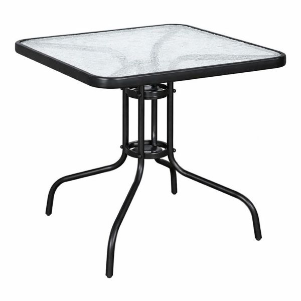 ΤΡΑΠΕΖΙ ΤΕΤΡΑΓΩΝΟ ΜΕ ΜΑΥΡΟ ΜΑΤ ΜΕΤΑΛΛΙΚΟ ΣΚΕΛΕΤΟ ΚΑΙ ΓΥΑΛΙΝΗ ΕΠΙΦΑΝΕΙΑ 80x80x70εκ. ANKOR