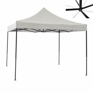 ΚΙΟΣΚΙ ΠΤΥΣΣΟΜΕΝΟ ΕΝΙΣΧΥΜΕΝΟ ΜΕ ΜΕΤΑΛΛΙΚΟ ΣΚΕΛΕΤΟ ΚΑΙ ΑΔΙΑΒΡΟΧΟ ΥΦΑΣΜΑ 420D ΣΕ ΕΚΡΟΥ ΧΡΩΜΑ 3x3x3,2m ANKOR