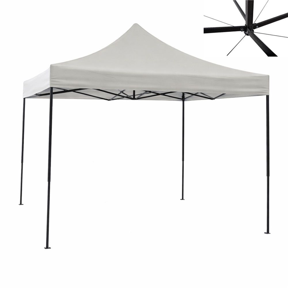 ΚΙΟΣΚΙ ΠΤΥΣΣΟΜΕΝΟ ΕΝΙΣΧΥΜΕΝΟ ΜΕ ΜΕΤΑΛΛΙΚΟ ΣΚΕΛΕΤΟ ΚΑΙ ΑΔΙΑΒΡΟΧΟ ΥΦΑΣΜΑ 420D ΣΕ ΕΚΡΟΥ ΧΡΩΜΑ 3x3x3,2m ANKOR