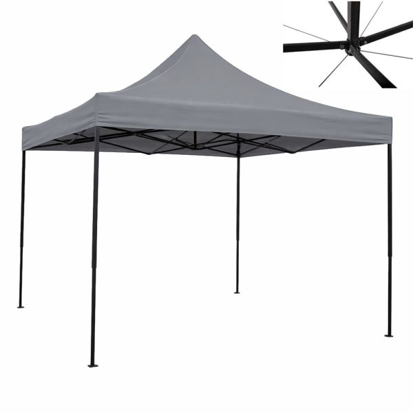 ΚΙΟΣΚΙ ΠΤΥΣΣΟΜΕΝΟ ΕΝΙΣΧΥΜΕΝΟ ΜΕ ΜΕΤΑΛΛΙΚΟ ΣΚΕΛΕΤΟ ΚΑΙ ΑΔΙΑΒΡΟΧΟ ΥΦΑΣΜΑ 420D ΣΕ ΓΚΡΙ ΧΡΩΜΑ 3x3x3,2m ANKOR