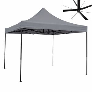 ΚΙΟΣΚΙ ΠΤΥΣΣΟΜΕΝΟ ΕΝΙΣΧΥΜΕΝΟ ΜΕ ΜΕΤΑΛΛΙΚΟ ΣΚΕΛΕΤΟ ΚΑΙ ΑΔΙΑΒΡΟΧΟ ΥΦΑΣΜΑ 420D ΣΕ ΓΚΡΙ ΧΡΩΜΑ 3x3x3,2m ANKOR