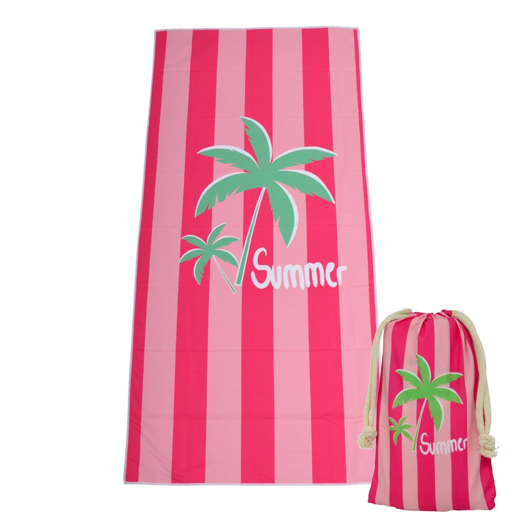 ΠΕΤΣΕΤΑ MICROFIBER 200gsm ΜΕ ΘΗΚΗ ΚΑΙ ΣΧΕΔΙΟ ΚΟΚΚΙΝΟ ΡΟΖ ΡΙΓΕ 80x160εκ. ANKOR