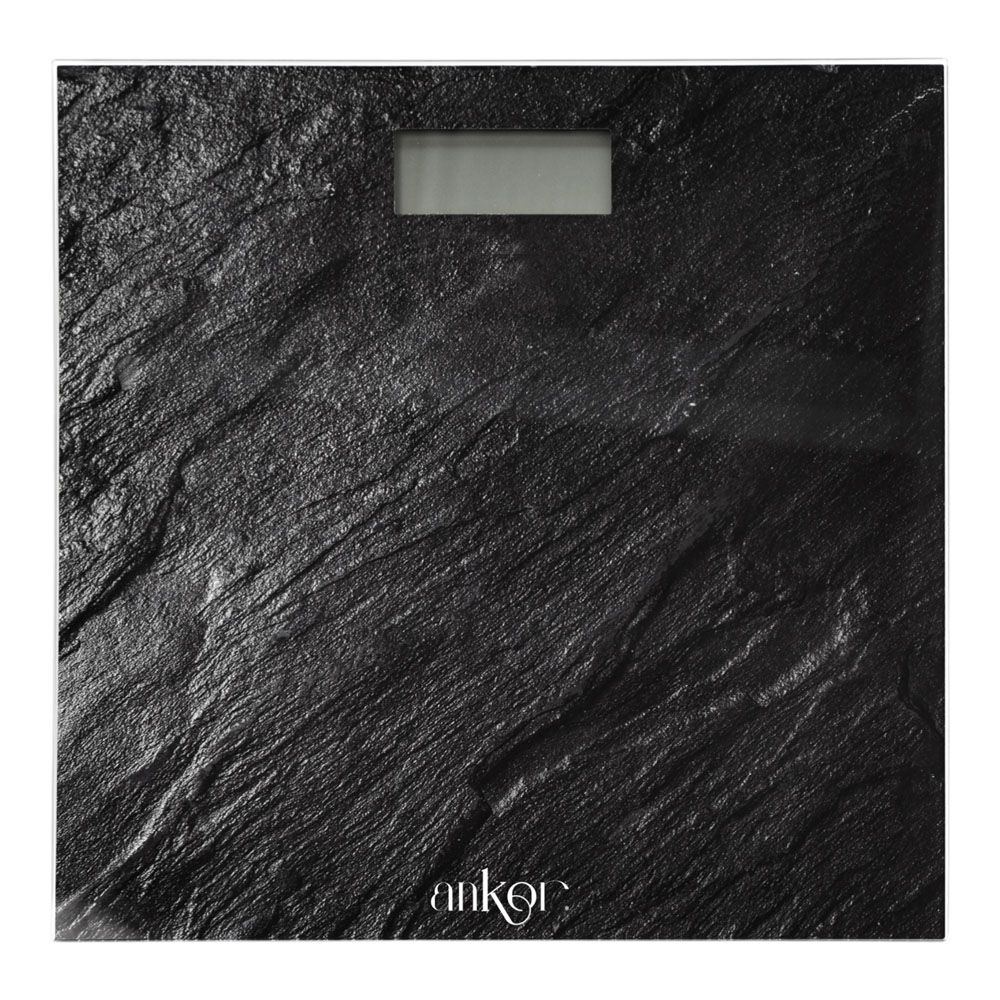 ΗΛΕΚΤΡΟΝΙΚΗ ΖΥΓΑΡΙΑ ΜΠΑΝΙΟΥ ΨΗΦΙΑΚΗ ΓΥΑΛΙΝΗ ΜΕ ΣΧΕΔΙΟ ΜΑΥΡΗ ΠΕΤΡΑ 30x30x2,5 εκ.ANKOR