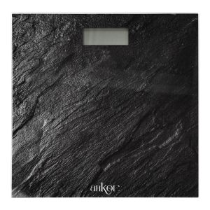 ΗΛΕΚΤΡΟΝΙΚΗ ΖΥΓΑΡΙΑ ΜΠΑΝΙΟΥ ΨΗΦΙΑΚΗ ΓΥΑΛΙΝΗ ΜΕ ΣΧΕΔΙΟ ΜΑΥΡΗ ΠΕΤΡΑ 30x30x2,5 εκ.ANKOR