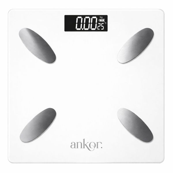 ΗΛΕΚΤΡΟΝΙΚΗ ΖΥΓΑΡΙΑ ΜΠΑΝΙΟΥ ΨΗΦΙΑΚΗ ΜΕ BLUETOOTH ΚΑΙ 8 ΜΕΤΡΗΣΕΙΣ ΣΕ ΑΣΠΡΟ ΧΡΩΜΑ ANKOR