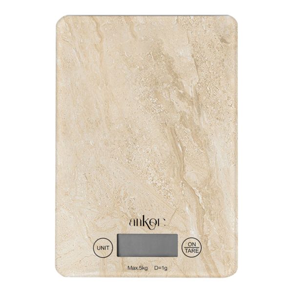 ΖΥΓΑΡΙΑ ΗΛΕΚΤΡΟΝΙΚΗ 5kg ΓΥΑΛΙΝΗ ΜΠΕΖ ΠΕΤΡΑ 15x21,5x1,6εκ. ANKOR