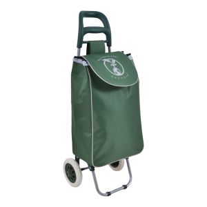 ΚΑΡΟΤΣΙ ΛΑΪΚΗΣ ΜΕΤΑΛΛΙΚΟ ΜΕ ΠΡΑΣΙΝΟ ΣΑΚΟ ΚΑΙ ΣΧΕΔΙΟ REYCLE 35x27x94εκ. ANKOR