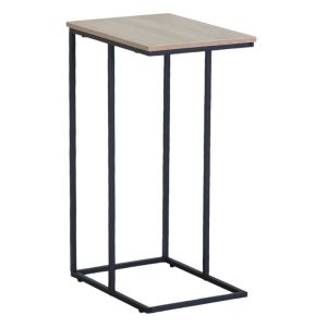 ΤΡΑΠΕΖΑΚΙ MDF ΜΕ ΜΕΛΑΜΙΝΗ ΣΕ ΦΥΣΙΚΗ ΑΠΟΧΡΩΣΗ ΞΥΛΟΥ KAI ΜΑΥΡΟ ΜΕΤΑΛΛΙΚΟ ΣΚΕΛΕΤΟ 40x30x66εκ. ANKOR