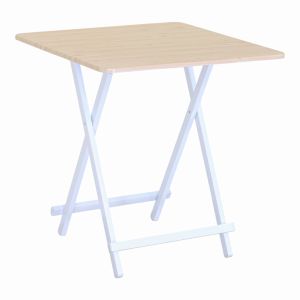 ΤΡΑΠΕΖΙ ΑΝΑΔΙΠΛΟΥΜΕΝΟ MDF ΜΕ ΜΕΛΑΜΙΝΗ ΣΕ ΦΥΣΙΚΗ ΑΠΟΧΡΩΣΗ ΞΥΛΟΥ KAI ΑΣΠΡΟ ΜΕΤΑΛΛΙΚΟ ΣΚΕΛΕΤΟ 70x70x74εκ ANKOR