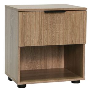 ΚΟΜΟΔΙΝΟ ΜΕ ΕΝΑ ΣΥΡΤΑΡΙ MDF ΜΕ ΜΕΛΑΜΙΝΗ ΣΕ ΧΡΩΜΑ ΦΥΣΙΚΟΥ ΞΥΛΟΥ ΜΕ ΑΝΑΓΛΥΦΕΣ ΓΡΑΜΜΕΣ 40x30x44εκ. ANKOR