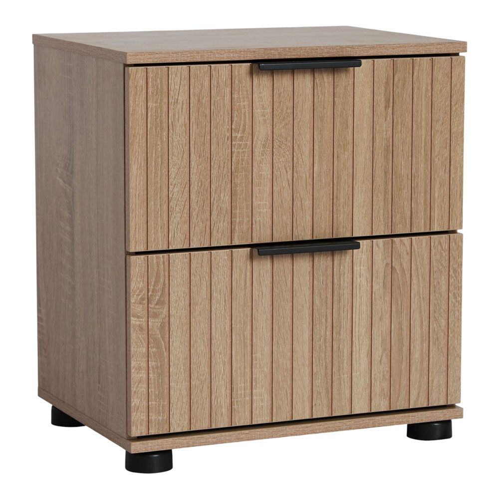 ΚΟΜΟΔΙΝΟ ΜΕ ΔΥΟ ΣΥΡΤΑΡΙΑ MDF ΜΕ ΜΕΛΑΜΙΝΗ ΣΕ ΧΡΩΜΑ ΦΥΣΙΚΟΥ ΞΥΛΟΥ ΜΕ ΑΝΑΓΛΥΦΕΣ ΓΡΑΜΜΕΣ 40x30x44εκ. ANKOR