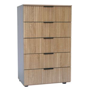 ΣΥΡΤΑΡΙΕΡΑ ΜΕ ΠΕΝΤΕ ΣΥΡΤΑΡΙΑ MDF ΜΕ ΜΕΛΑΜΙΝΗ ΣΕ ΧΡΩΜΑ ΦΥΣΙΚΟΥ ΞΥΛΟΥ ΜΕ ΑΝΑΓΛΥΦΕΣ ΓΡΑΜΜΕΣ 60x40x101εκ. ANKOR
