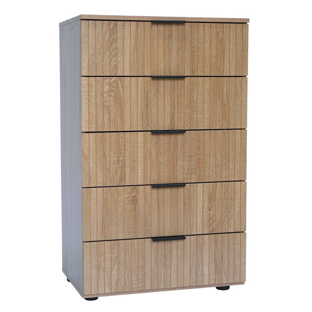 ΣΥΡΤΑΡΙΕΡΑ ΜΕ ΠΕΝΤΕ ΣΥΡΤΑΡΙΑ MDF ΜΕ ΜΕΛΑΜΙΝΗ ΣΕ ΧΡΩΜΑ ΦΥΣΙΚΟΥ ΞΥΛΟΥ ΜΕ ΑΝΑΓΛΥΦΕΣ ΓΡΑΜΜΕΣ 60x40x101εκ. ANKOR