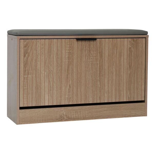 ΠΑΠΟΥΤΣΟΘΗΚΗ ΣΚΑΜΠΟ MDF ΜΕ ΜΕΛΑΜΙΝΗ ΣΕ ΧΡΩΜΑ ΦΥΣΙΚΟΥ ΞΥΛΟΥ ΜΕ ΑΝΑΓΛΥΦΕΣ ΓΡΑΜΜΕΣ 80x24x50εκ. ANKOR