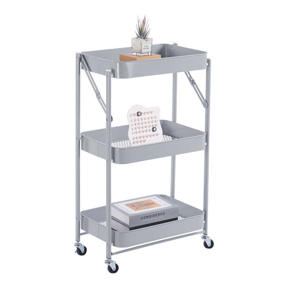 ΤΡΟΛΕΪ ΑΠΟΘΗΚΕΥΣΗΣ ΑΝΑΔΙΠΛΟΥΜΕΝΟ ΜΕ 3 ΚΑΛΑΘΙΑ ΜΕΤΑΛΛΙΚΟ ΣΕ ΓΚΡΙ ΧΡΩΜΑ 46x29x77εκ. ANKOR