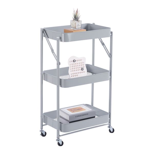 ΤΡΟΛΕΪ ΑΠΟΘΗΚΕΥΣΗΣ ΑΝΑΔΙΠΛΟΥΜΕΝΟ ΜΕ 3 ΚΑΛΑΘΙΑ ΜΕΤΑΛΛΙΚΟ ΣΕ ΓΚΡΙ ΧΡΩΜΑ 46x29x77εκ. ANKOR