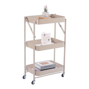 ΤΡΟΛΕΪ ΑΠΟΘΗΚΕΥΣΗΣ ΑΝΑΔΙΠΛΟΥΜΕΝΟ ΜΕ 3 ΚΑΛΑΘΙΑ ΜΕΤΑΛΛΙΚΟ ΣΕ TAUPE ΧΡΩΜΑ 46x29x77εκ. ANKOR