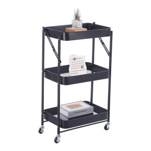 ΤΡΟΛΕΪ ΑΠΟΘΗΚΕΥΣΗΣ ΑΝΑΔΙΠΛΟΥΜΕΝΟ ΜΕ 3 ΚΑΛΑΘΙΑ ΜΕΤΑΛΛΙΚΟ ΣΕ ΜΑΥΡΟ ΧΡΩΜΑ 46x29x77εκ. ANKOR