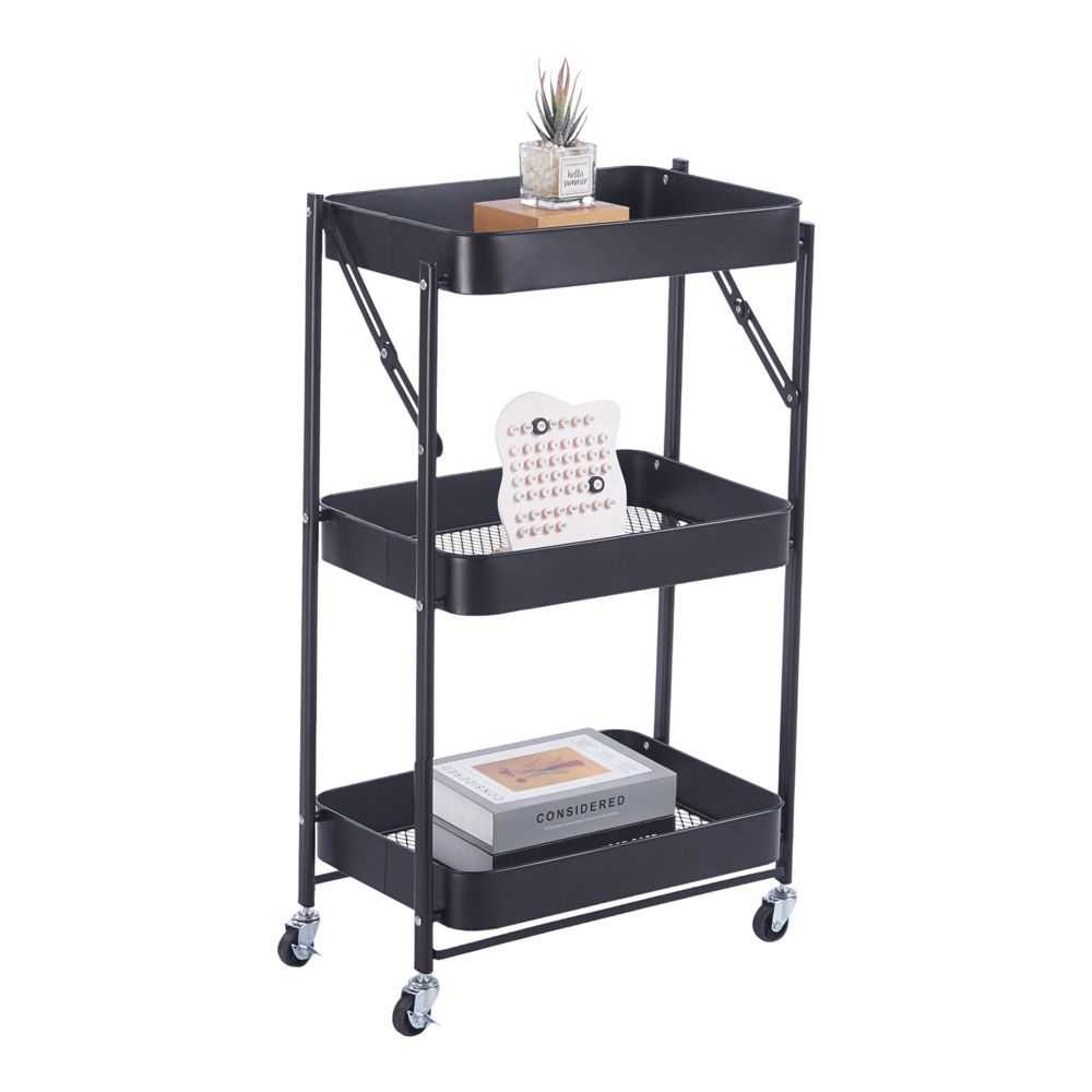 ΤΡΟΛΕΪ ΑΠΟΘΗΚΕΥΣΗΣ ΑΝΑΔΙΠΛΟΥΜΕΝΟ ΜΕ 3 ΚΑΛΑΘΙΑ ΜΕΤΑΛΛΙΚΟ ΣΕ ΜΑΥΡΟ ΧΡΩΜΑ 46x29x77εκ. ANKOR