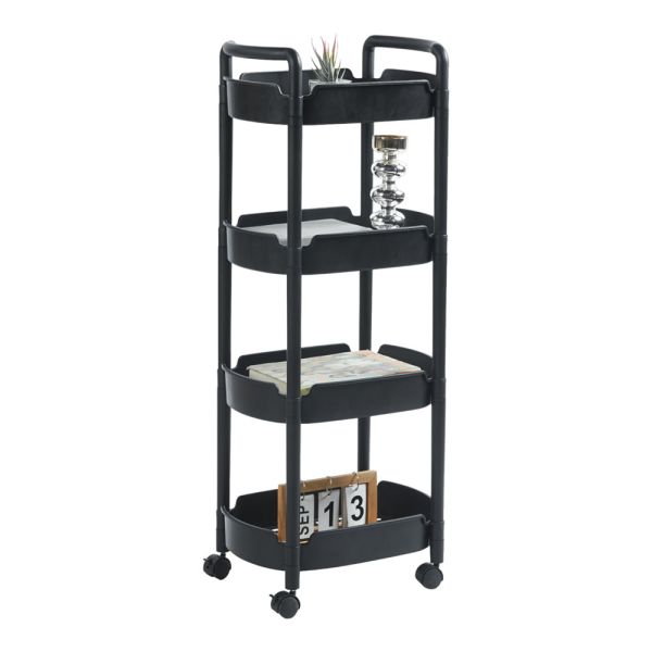 ΤΡΟΛΕΪ ΑΠΟΘΗΚΕΥΣΗΣ ΜΕ 4 ΚΑΛΑΘΙΑ ΠΛΑΣΤΙΚΟ ΣΕ ΜΑΥΡΟ ΧΡΩΜΑ 40x28x99εκ. ANKOR