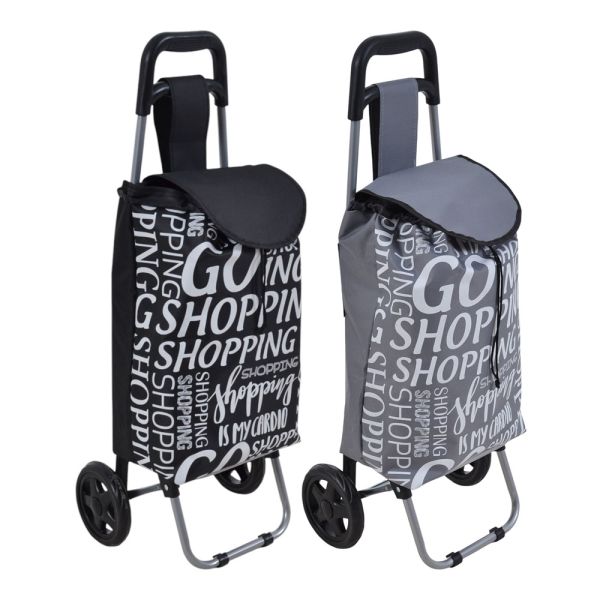 ΚΑΡΟΤΣΙ ΛΑΪΚΗΣ ΜΕΤΑΛΛΙΚΟ ΜΕ ΥΦΑΣΜΑΤΙΝΟ ΑΔΙΑΒΡΟΧΟ ΣΑΚΟ 24lt GO SHOPPING 32x28x87εκ. ANKOR