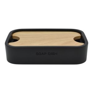 ΣΑΠΟΥΝΟΘΗΚΗ ΠΟΛΥΕΣΤΕΡΙΚΗ ΜΑΥΡΗ ΜΕ ΞΥΛΟ 12x7,8x2,8εκ.ANKOR