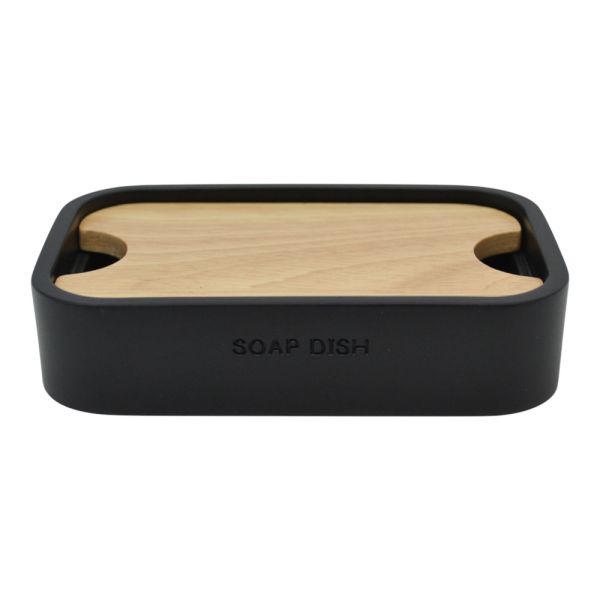 ΣΑΠΟΥΝΟΘΗΚΗ ΠΟΛΥΕΣΤΕΡΙΚΗ ΜΑΥΡΗ ΜΕ ΞΥΛΟ 12x7,8x2,8εκ.ANKOR