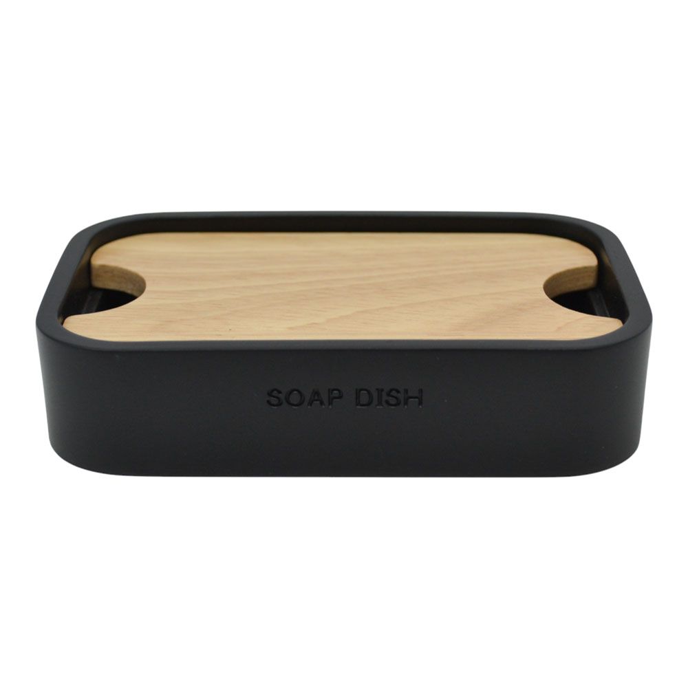 ΣΑΠΟΥΝΟΘΗΚΗ ΠΟΛΥΕΣΤΕΡΙΚΗ ΜΑΥΡΗ ΜΕ ΞΥΛΟ 12x7,8x2,8εκ.ANKOR