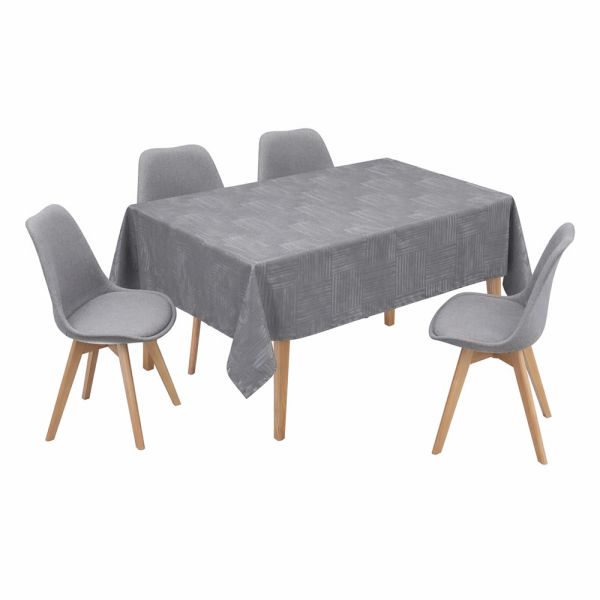 ΤΡΑΠΕΖΟΜΑΝΤΗΛΟ ΖΑΚΑΡ ΑΔΙΑΒΡΟΧΟ ΚΑΙ ΑΛΕΚΙΑΣΤΟ 140x180εκ. ΓΚΡΙ ΜΕ ΓΕΩΜΕΤΡΙΚΟ ΜΟΤΙΒΟ ANKOR