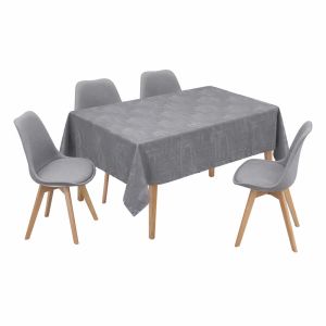 ΤΡΑΠΕΖΟΜΑΝΤΗΛΟ ΖΑΚΑΡ ΑΔΙΑΒΡΟΧΟ ΚΑΙ ΑΛΕΚΙΑΣΤΟ 140x220εκ. ΓΚΡΙ ΜΕ ΓΕΩΜΕΤΡΙΚΟ ΜΟΤΙΒΟ ANKOR