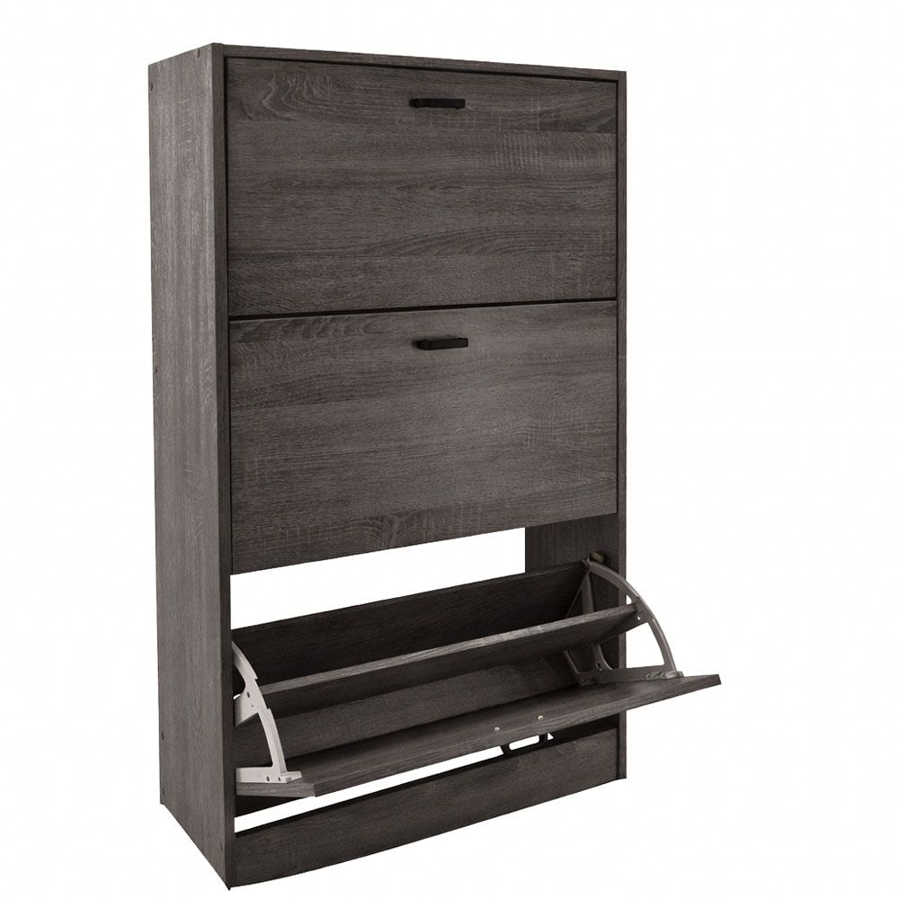 ΠΑΠΟΥΤΣΟΘΗΚΗ ΤΡΙΠΛΗ ΞΥΛΙΝΗ ΣΕ ΓΚΡΙ ΧΡΩΜΑ 63x24x115 εκ. ANKOR