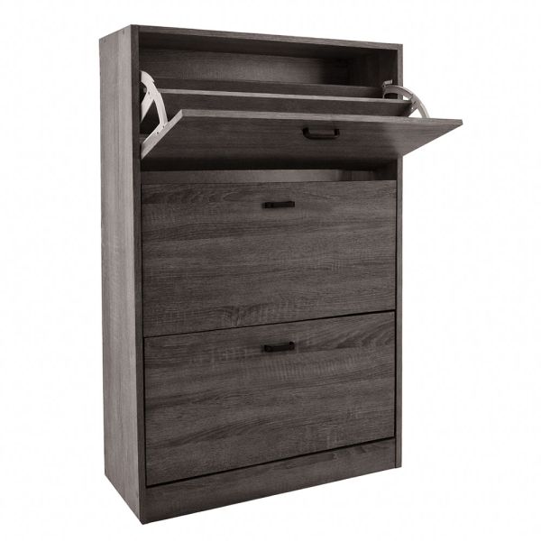 ΠΑΠΟΥΤΣΟΘΗΚΗ ΤΡΙΠΛΗ ΞΥΛΙΝΗ ΜΕ ΠΛΑΤΗ ΣΕ ΓΚΡΙ ΧΡΩΜΑ 63x24x115 εκ. ANKOR