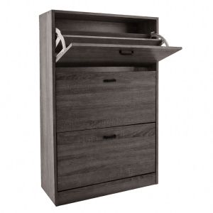 ΠΑΠΟΥΤΣΟΘΗΚΗ ΤΡΙΠΛΗ ΞΥΛΙΝΗ ΜΕ ΠΛΑΤΗ ΣΕ ΓΚΡΙ ΧΡΩΜΑ 63x24x115 εκ. ANKOR