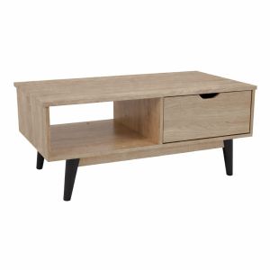 ΤΡΑΠΕΖΑΚΙ ΣΑΛΟΝΙΟΥ ΞΥΛΙΝΟ ΜΕ ΣΥΡΤΑΡΙ ΚΑΙ ΡΑΦΙ ΣΕ ΦΥΣΙΚΟ ΧΡΩΜΑ 100x48x43 εκ. ANKOR