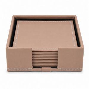 ΣΕΤ 6 ΣΟΥΒΕΡ ΤΕΤΡΑΓΩΝΑ ΔΕΡΜΑΤΙΝΑ ΜΕ ΒΑΣΗ NUDE 10x10εκ. ANKOR