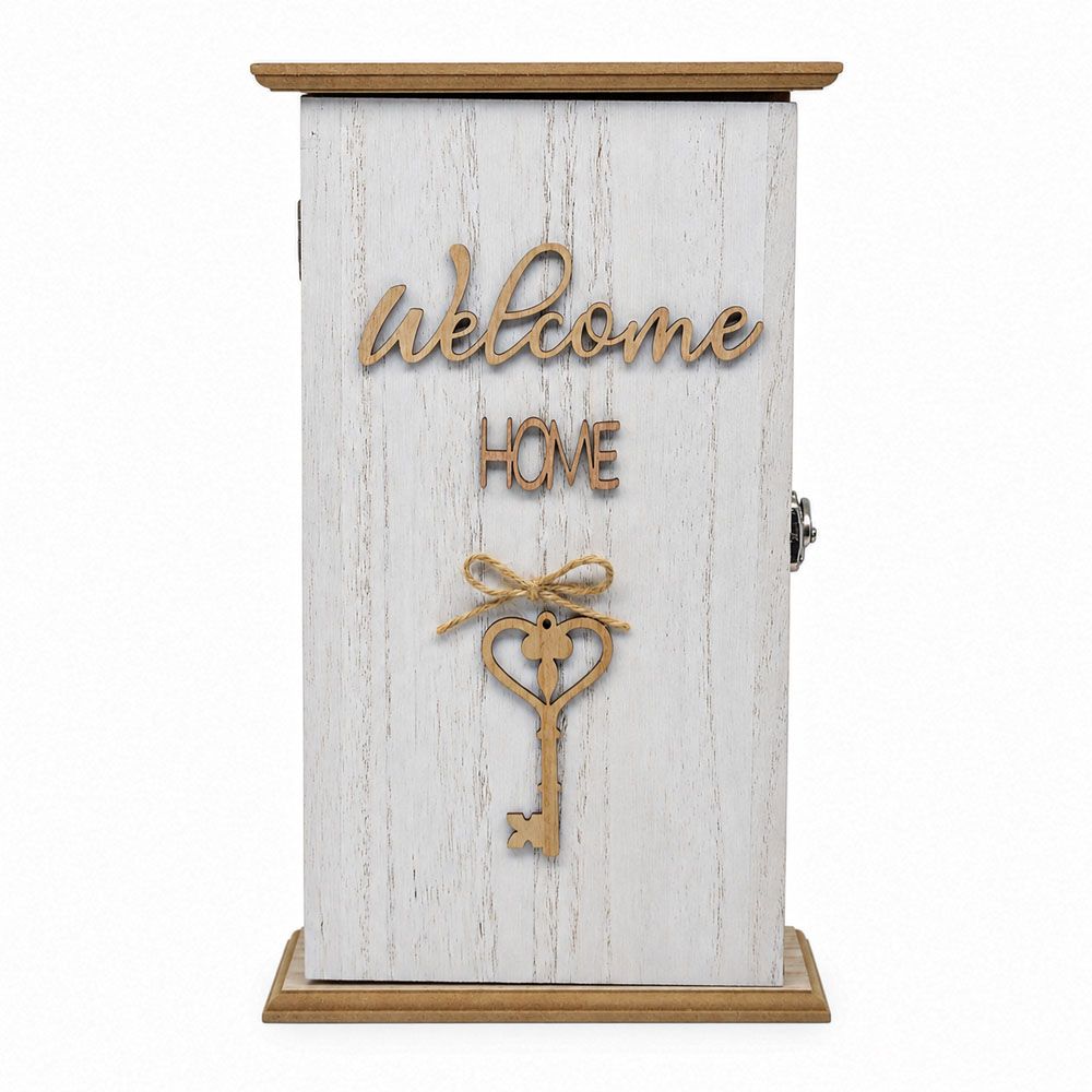 ΚΛΕΙΔΟΘΗΚΗ ΤΟΙΧΟΥ ΞΥΛΙΝΗ ΛΕΥΚO ΜΕ ΦΥΣΙΚΟ ΧΡΩΜΑ HOME 16x6x30,5εκ. ANKOR